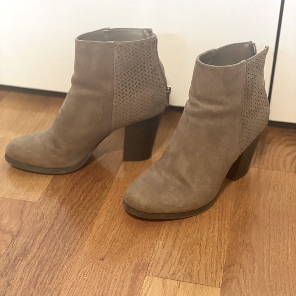 Call It Spring Tan Heeled Boots with Chunky Heel